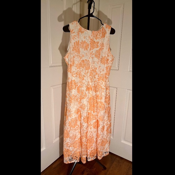 Size 14 Orange & White Light & Flowy Maxi Summer Dress - Picture 1 of 3
